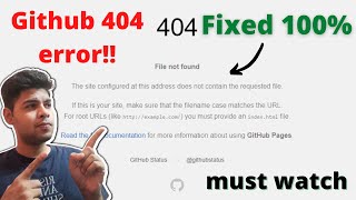 how to fix github 404 error  github 404 file not found  How to host website for free on github [upl. by Aloke642]