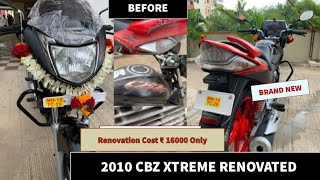 2010 CBZ Xtreme Renovatedएकदम नयी शोरूम कंडिशन बन गयी😍  Costed ₹ 16000100HERO GENUINE PARTS [upl. by Lerrud870]