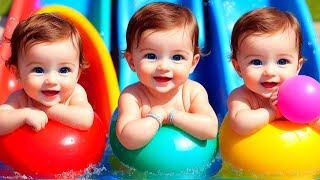 Swimming Pool with Babies Colorful Balls and Toys  Fun Ai Animation video for Children [upl. by Lounge952]