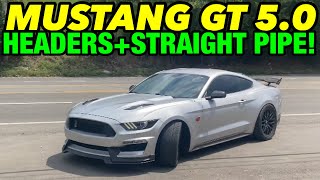 2015 Ford Mustang GT 50L COYOTE V8 TRUE DUAL EXHAUST w LONG TUBE HEADERS amp STRAIGHT PIPE [upl. by Odelinda]