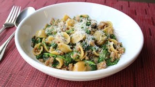 “One Pan” Orecchiette Pasta with Sausage and Arugula  How to Cook Pasta amp Sauce in One Pan [upl. by Attinahs278]