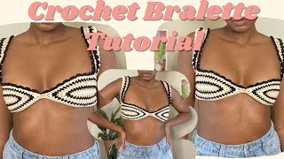 how to Crochet Bralette Tutorial  Crochet Crop Top [upl. by Ppilihp]