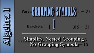 Algebra I Grouping Symbols Level 1 of 2  Simplify Nested Grouping No Grouping Symbols [upl. by Naus374]