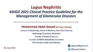 Lupus Nephritis KDIGO 2021 Guidelines  Arabic Language  Dr Gawad [upl. by Eyssej351]