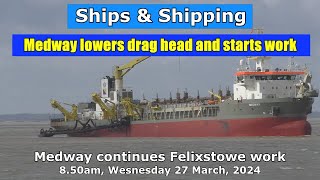 Dropping her Drag Head and Starting Work  Medway at Felixstowe 27 March 2024 [upl. by Powel]