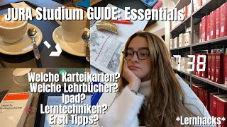 Jura Studium ESSENTIALS Lernhacks ErstiTipps Karteikarten Fallbücher … [upl. by Reizarf]