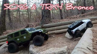 SCX6 amp TRX4 White New Bronco Rock Crawling [upl. by Aniara]