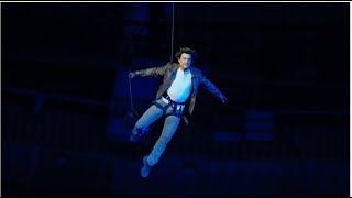 Watch Tom Cruise Descend from Stadium Roof in Olympic Spectacle [upl. by Annaesor144]