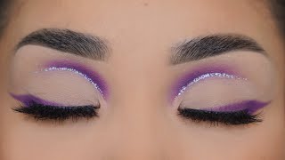 Purple Eyeshadows With Glitter Liner  Hooded Eyes [upl. by Elocan575]