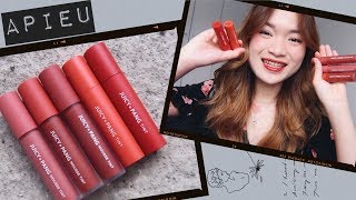 SWATCH  REVIEW  5 thỏi son APIEU Juicy Pang Mousse Tint  Juicy Pang Tint ♡ Rosie Pham [upl. by Acissj]