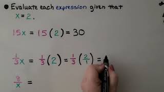 6th Grade Math 102a Evaluating Algebraic Expressions [upl. by Rawlinson287]