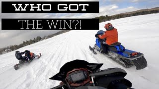 POLARIS PATRIOT 650 VS PATRIOT 850 DRAG RACE ON A HUGE LAKE BELT WEAR INSIGHT AND PERFORMANCE [upl. by Oglesby]