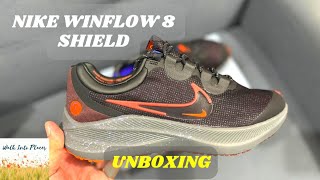 Nike Winflo 8 Shield Bronze Eclipse Redstone  unboxing and on feet [upl. by Eirrak483]