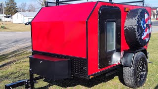 Offgrid squaredrop camper done rv diy walk around video and pics teardrop howto offgrid micro [upl. by Diskin]