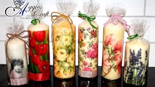 Decoupage tutorial  decorating candles with napkins [upl. by Erminie801]