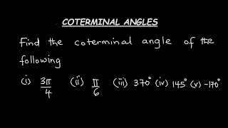 COTERMINAL ANGLES [upl. by Allegna]