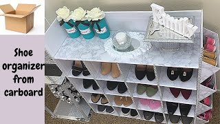 DIY SHOE ORGANIZER USING CARDBOARD shoe rack storage ideas using recycled boxes [upl. by O'Gowan]