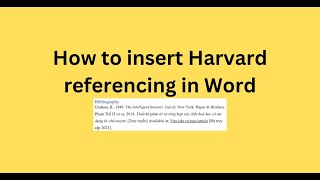 How to insert Harvard referencing in Word [upl. by Nylirak]