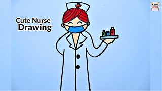 How to draw a Nurse  Cute nurse drawing for kids [upl. by Amr]