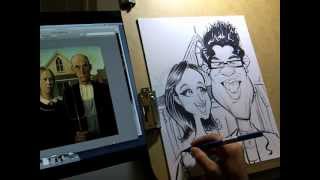 American Gothic Theme Custom Caricature Drawing 9 [upl. by Vincenz]