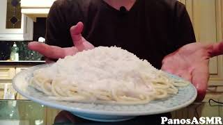 Eating Carbonara  Panos ASMR Greek Mukbang [upl. by Pattie525]