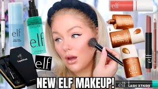 Testing ALL NEW VIRAL elf Makeup🤩 Elf Bronzing Drops Power Grip Setting Spray Primer Stick more [upl. by Lynnet]