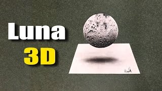 Como dibujar Luna 3D  Drawing Moon 3D [upl. by Alleda]