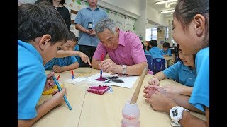 PM Lee Hsien Loongs Visit to MOE Kindergarten and My First Skool [upl. by Redmond]