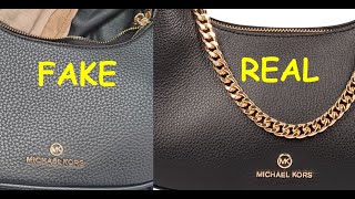 Michael Kors bag real vs fake How to spot fake Michael Kors Piper pouchet [upl. by Pembroke460]