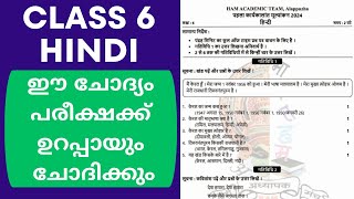 Class 6 Hindi Exam Question Paper with Answer  6th Hindi Onam Exam Question Answer [upl. by Nahtanaj]