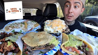 MUKBANG EATING TACOS EL GORDO MEXICAN LOADED CHEESY FRIES TACOS STEAK CRISPY TOSTADA ASMR [upl. by Aimek]