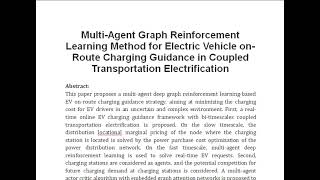 Multi Agent Graph Reinforcement Learning Method for Electric Vehicle on Route Charging Guidance in C [upl. by Hedda]