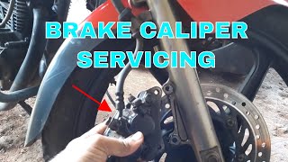 HOW TO DO SERVICING OF DISC BRAKE CALIPER OF MOTORCYCLE [upl. by Atinal]