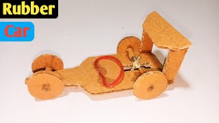 How to make Rubber Powered Car  Genius Idea with Cardboard cardboard tutorial [upl. by Viridi]