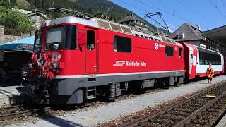 RhBMGB DisentisMustér Lokwechsel beim Glacier Express Bei RhBMGB den Zug umfahren 09092023 [upl. by Yenal]