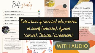 Extraction of essential oils present in saunf aniseed Ajwain carum Illaichi cardamom [upl. by Elnore]