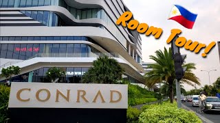 Conrad Hotel Deluxe Bay View Room Tour in Pasay Manila Philippines [upl. by Ellivro]