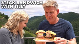 Gordon Ramsay Makes a Steak Sandwich in Spain with Tilly Ramsay [upl. by Rennie]