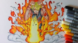 Drawing Vinsmoke Sanji  Diable Jambe Flamble [upl. by Ellennad361]