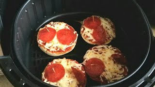 4 minute Air fryer English Muffin Pepperoni Pizza AIRFRYER [upl. by Ailadi]