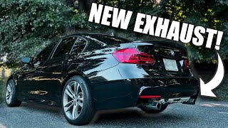 BMW 330i F30 GETS NEW DUAL EXIT EXHAUST SOUNDS AND LOOKS INSANE 340i exhaust conversion [upl. by Aggappe]