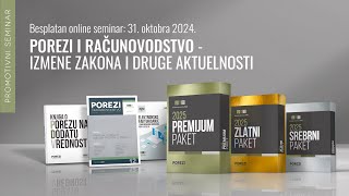 Porezi i računovodstvo  izmene zakona i druge aktuelnosti besplatan online seminar [upl. by Annayram]