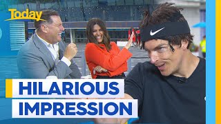 Hilarious tennis impersonator catches up with the show  Today Show Australia [upl. by Ytok]