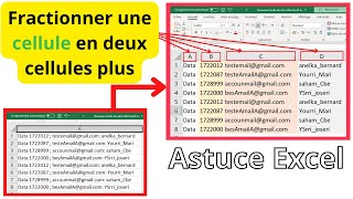 excel convertir colonne en plusieurs colonne  cellule exel  Fractionner une cellule [upl. by Morry]
