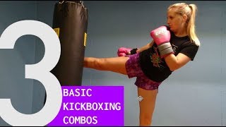 3 Basic Kickboxing Combinations [upl. by Eynobe]