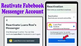 How to reactivate Facebook messenger account after deactivating  reactivate messenger account FB id [upl. by Anigue]