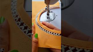 Sewing Tips And Tricks How To Attach Joint Lace On Boat Neck  Pastel Orange Fabric Shorts [upl. by Norrahc916]