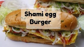 Shami egg burger recipe by SampA in UK 🇬🇧pakistani style shami egg burger recipe [upl. by Brunk]