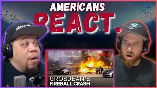 AMERICAN REACTS TO GROSJEANS INSANE FIREBALL CRASH EMOTIONAL  REAL FANS SPORTS [upl. by Gine245]