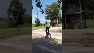 Unicycles unicycling penny farthing high wheel mike arotsky in thailand temple with tbo saying hello [upl. by Pepin]